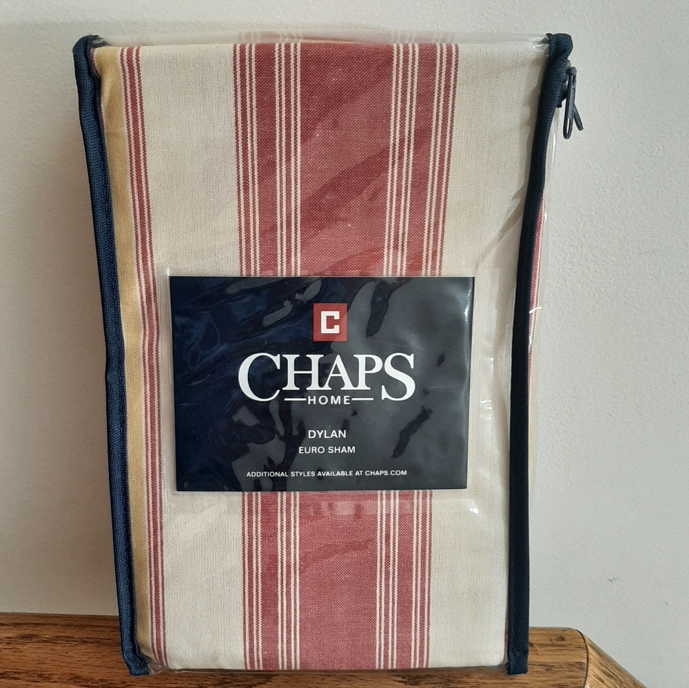 CHAPS HOME Dylan Red Yellow Stripe Cotton Euro sham (1 sham)